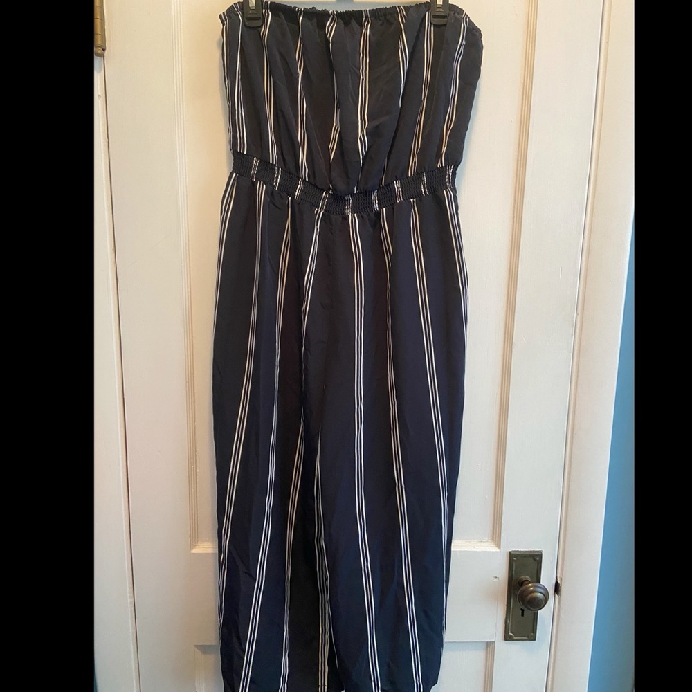 Libby Edelman Navy Blue XL Striped Jumpsuit